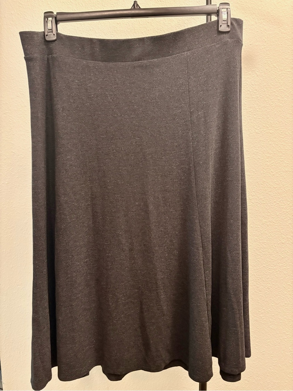 LOFT Dark Gray/Black A-Line Skirt with Subtle Stripe